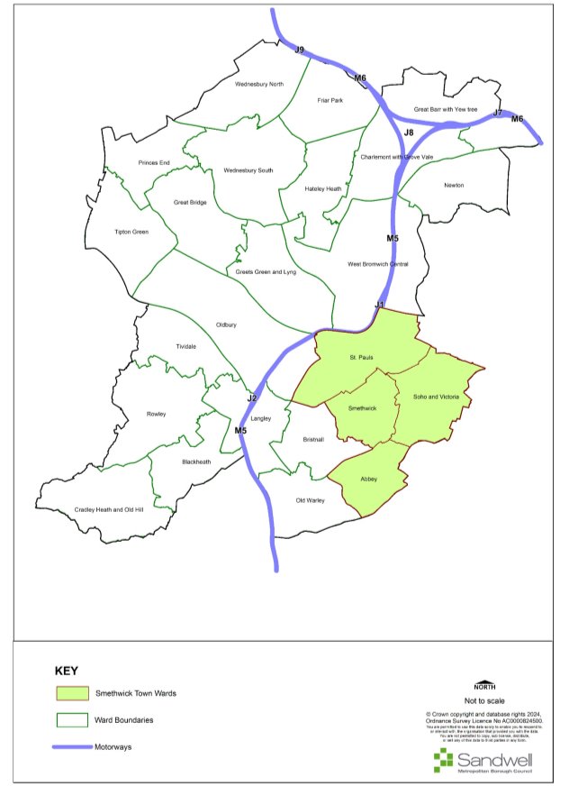 Smethwick Town Wards: St. Pauls, Smethwick, Soho and Victoria, Abbey. 