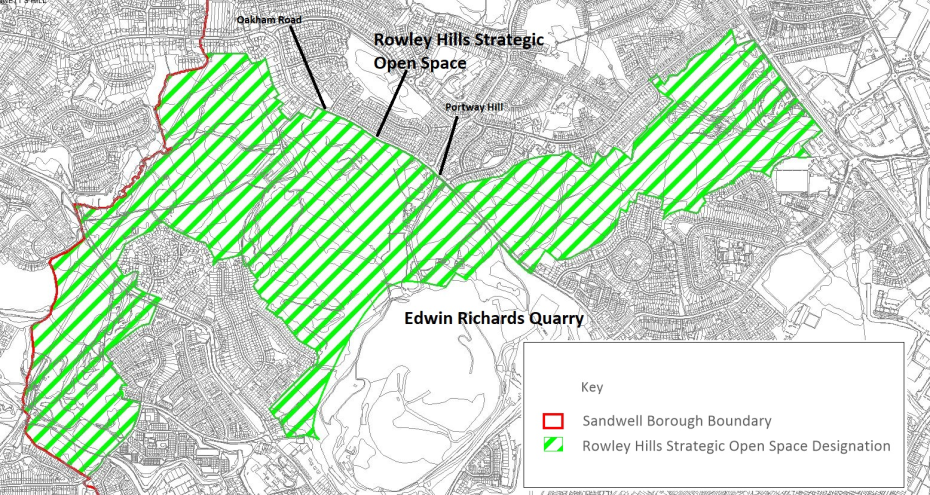 Rowley Hills - extant of Strategic Open Space Map. The map shows the extent of the strategic open space on the Rowley Hills.