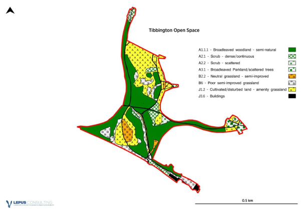 Tibbington Open Space map