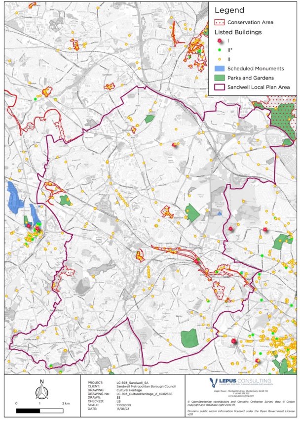 Map showing cultural heritage assets in and around the SLP area 