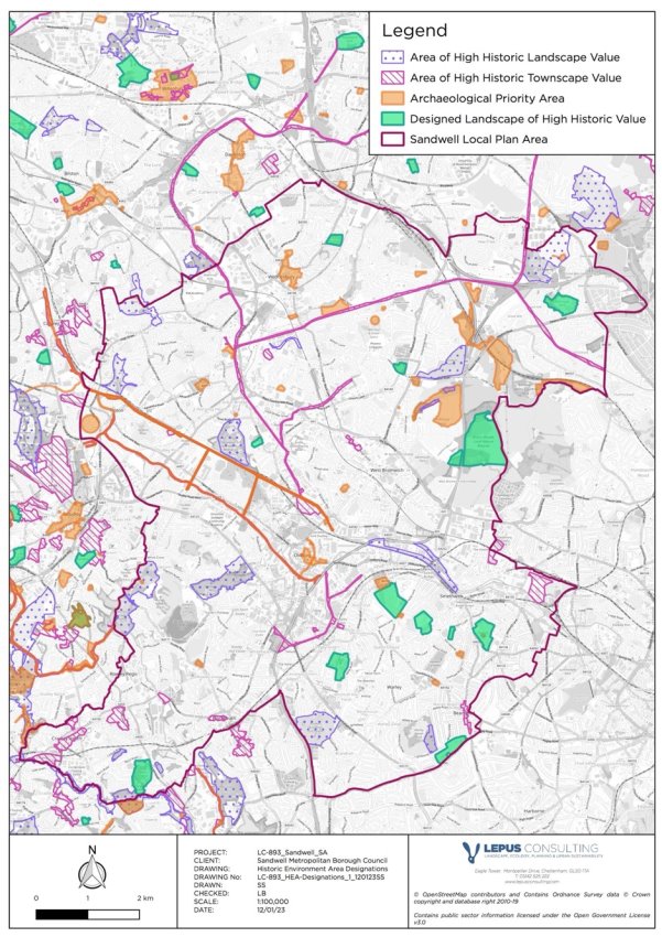 Map showing Historic Environment Area Designations in the SLP area, as identified in the Historic Landscape Characterisation Study (Oxford Archaeology, 2019)