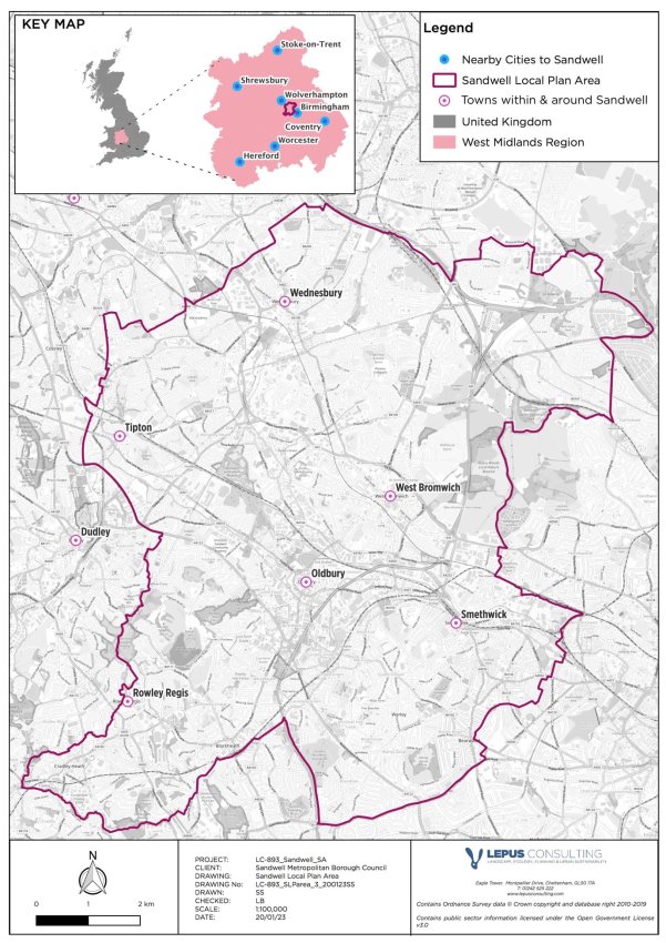 Map showing the Sandwell Local Plan area