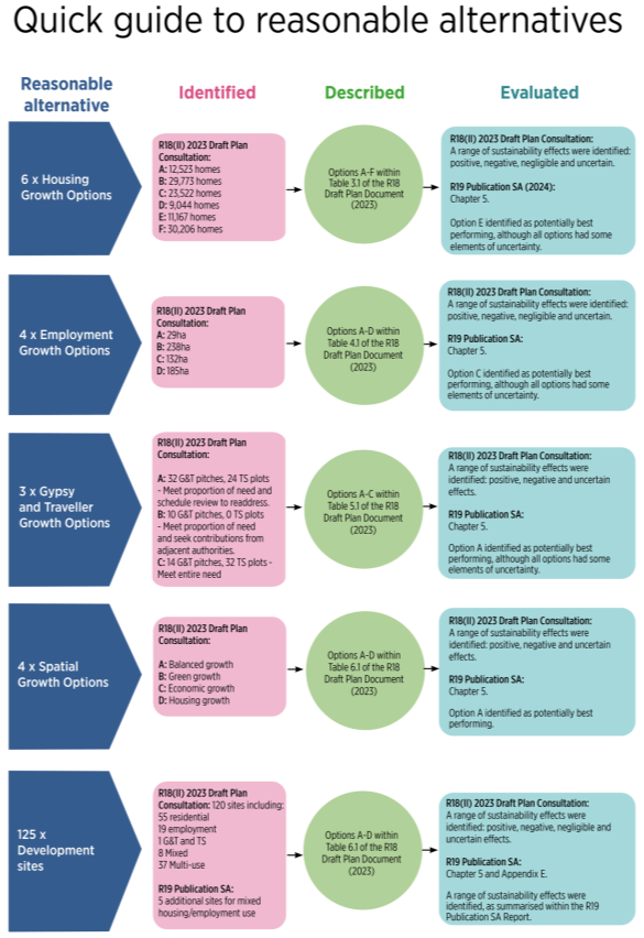 A diagram showing the process of assessing reasonable alternatives