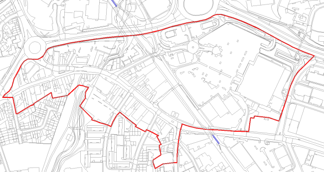 Great Bridge town centre map, showing town centre boundary.
