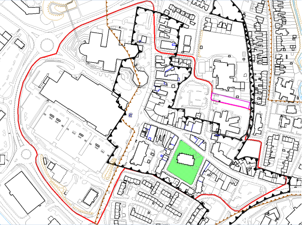 Oldbury town centre map, showing town centre boundary.